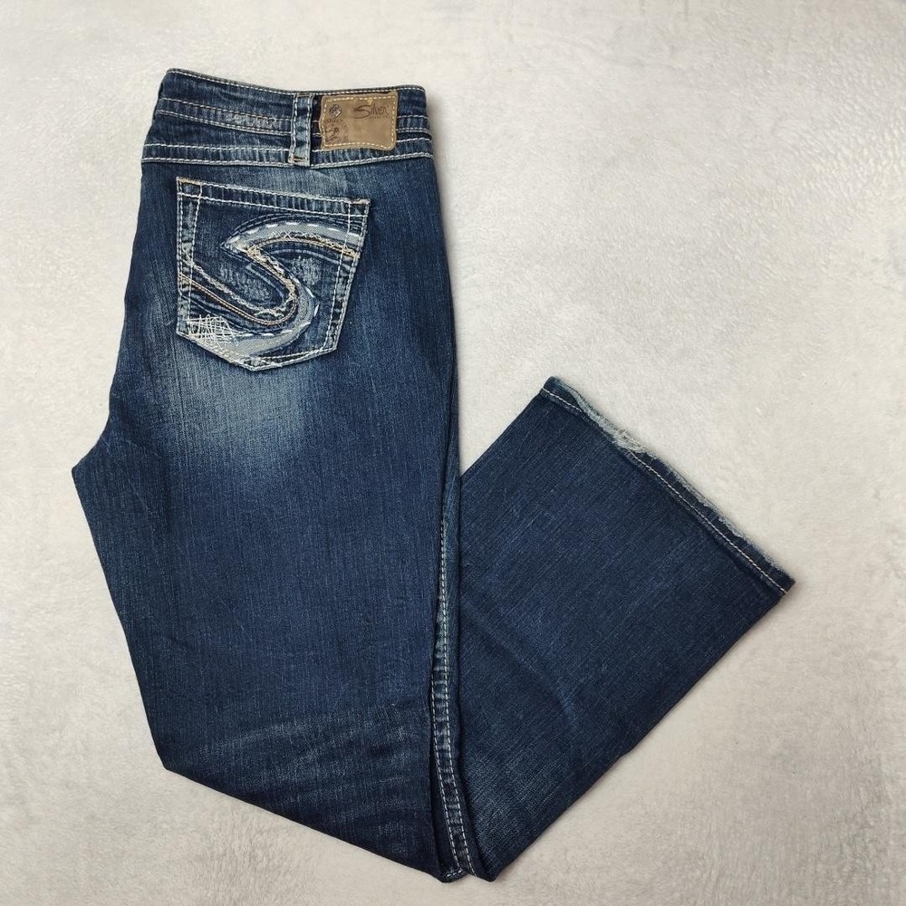 Silver Jeans Jeans Womens 20 Blue Bootcut Distressed Twisted Embroidered Denim
